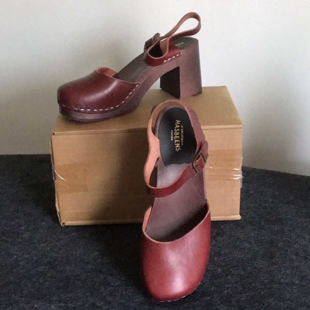 swedish hasbeens krillan wooden clogs size 38